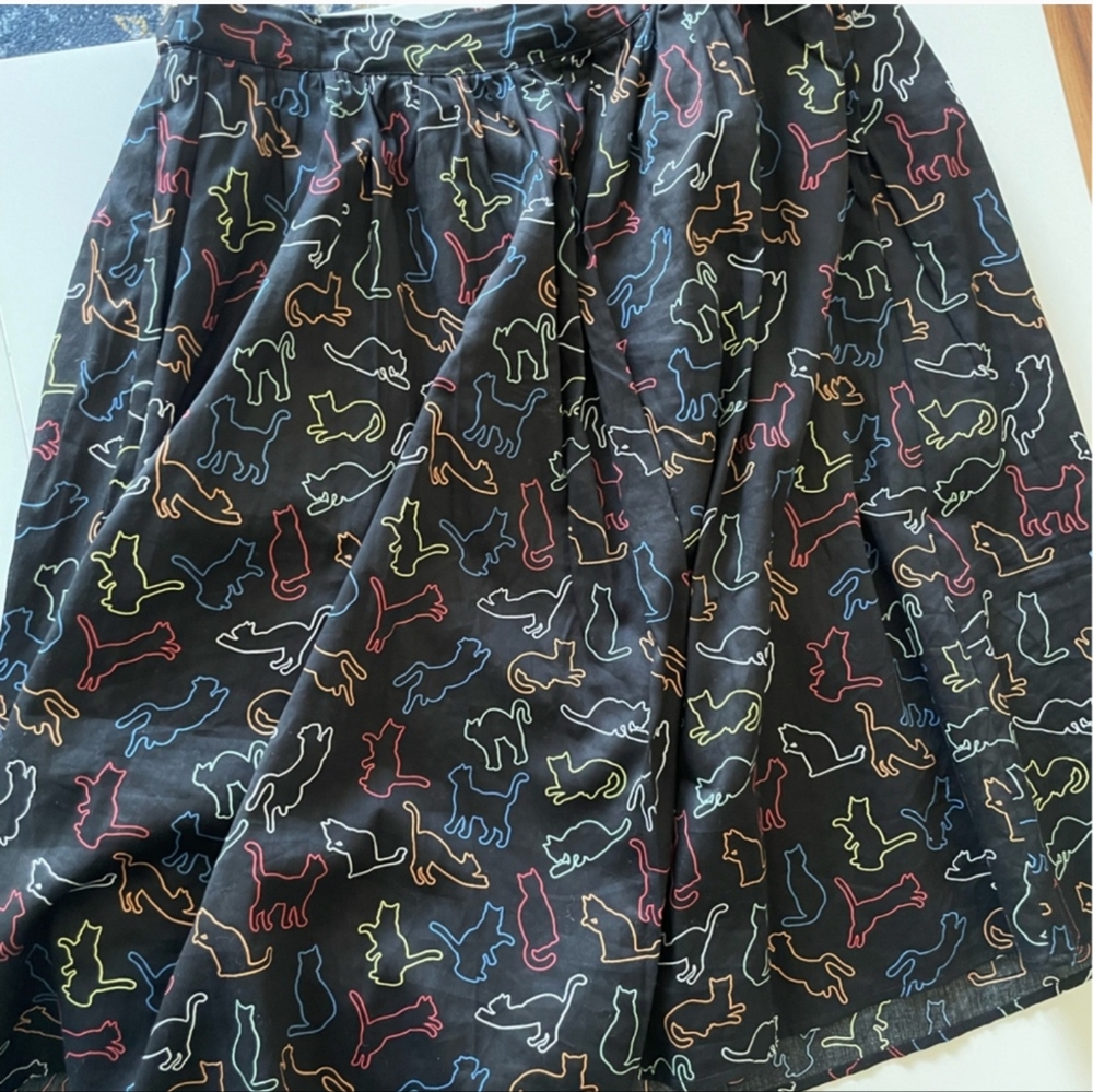 Modcloth More than Charming Colorful Cat Print Skirt